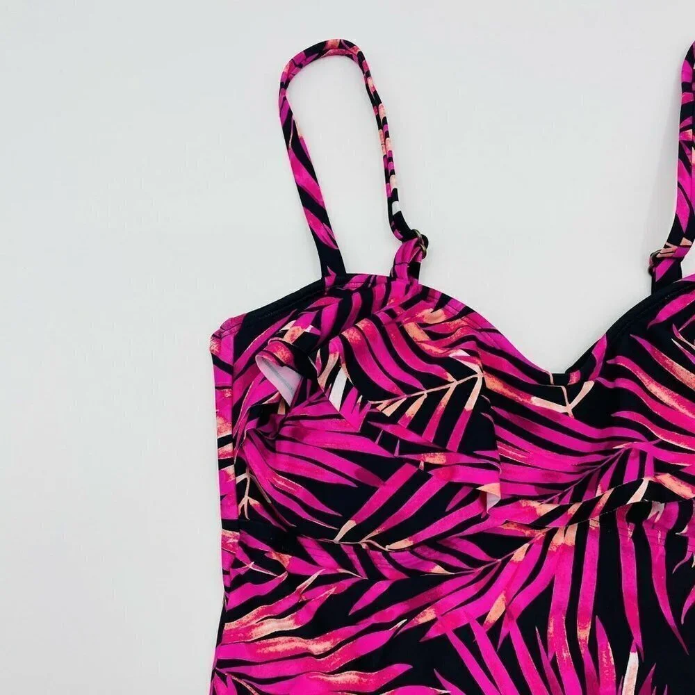 Island‎ Escape Womens Size 6 Beach Bound Tahiti Printed Tankini Top Pink 796